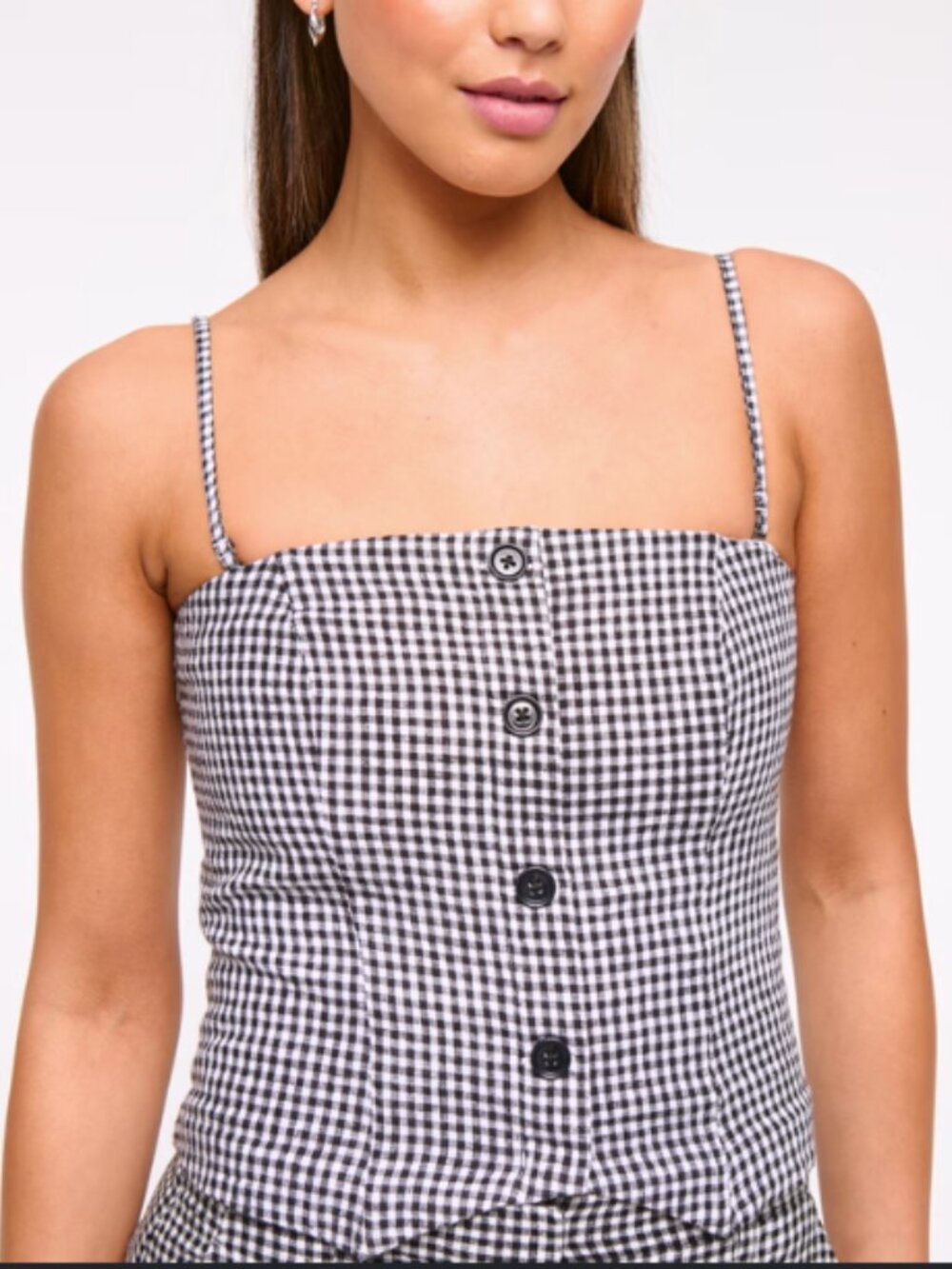 Abercrombie strapless cropped vest top Black & White Gingham Top small
